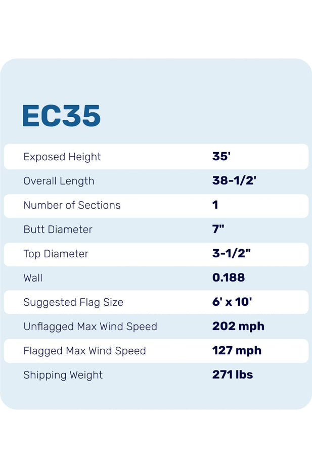 35ft Flagpole - External Halyard - EC35