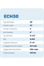 Load image into Gallery viewer, 30ft Hurricane Flagpole - ECH30