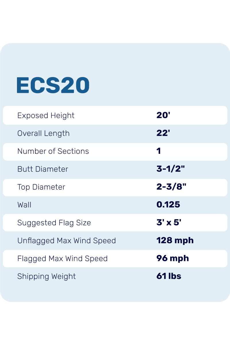 20ft Flagpole - External Halyard - ECS20
