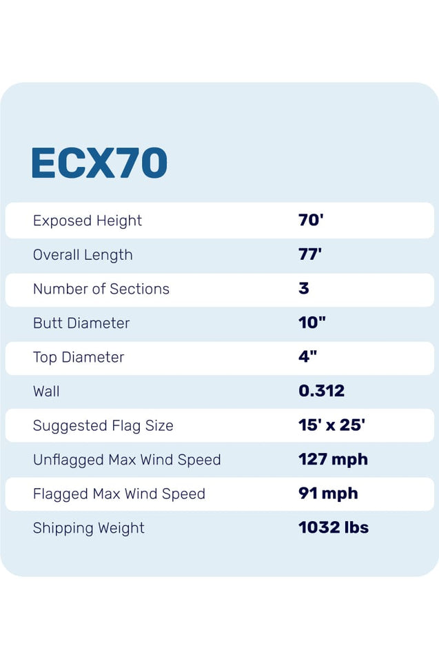 70ft Flagpole - External Halyard - ECX70
