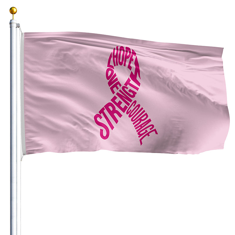 2' x 3' Pink Ribbon Flag - Nylon