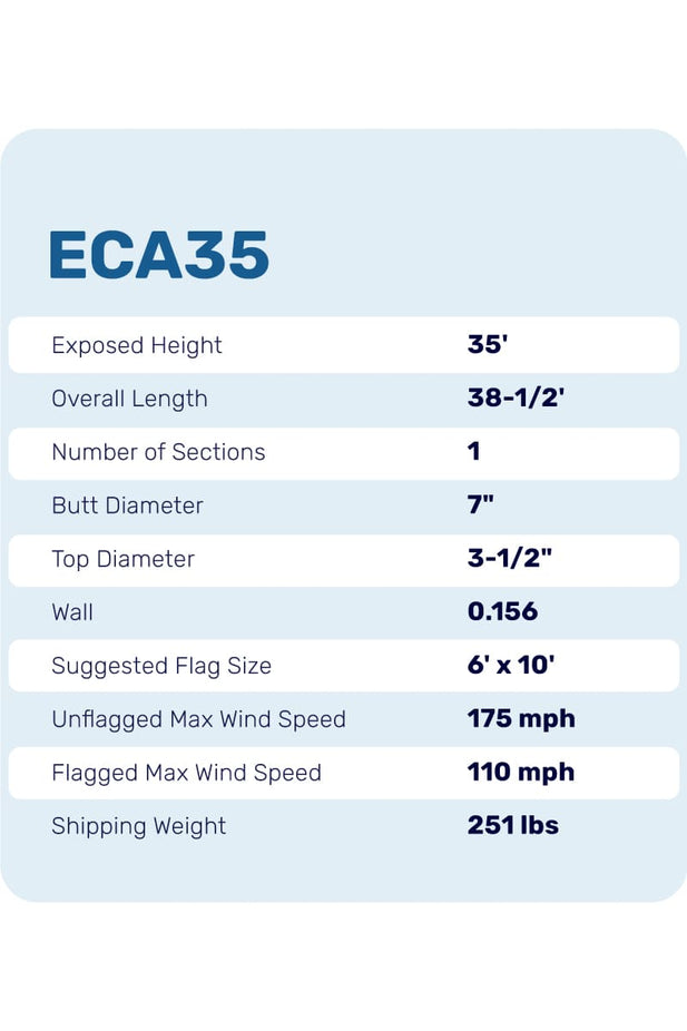 35ft Flagpole - Internal Halyard - ECA35IH