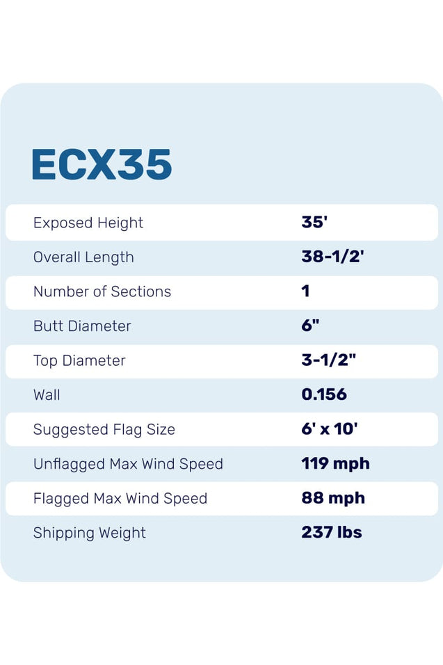 35ft Flagpole - Internal Halyard - ECX35IH